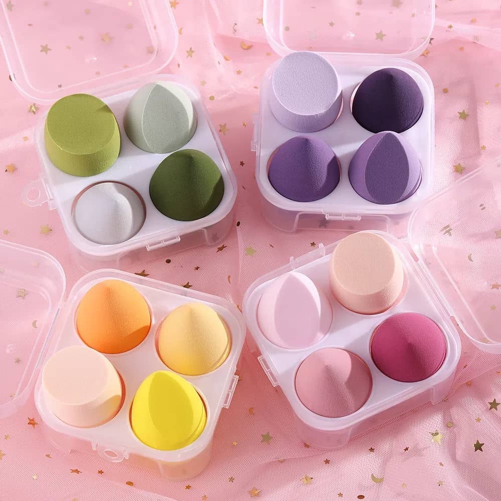 Set of 4 Air Cushion Makeup Egg Sponge with clear casing
